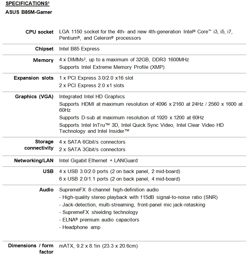 Asus b85m-gamer bo mạch chủ tầm thấp dành cho game thủ - 7