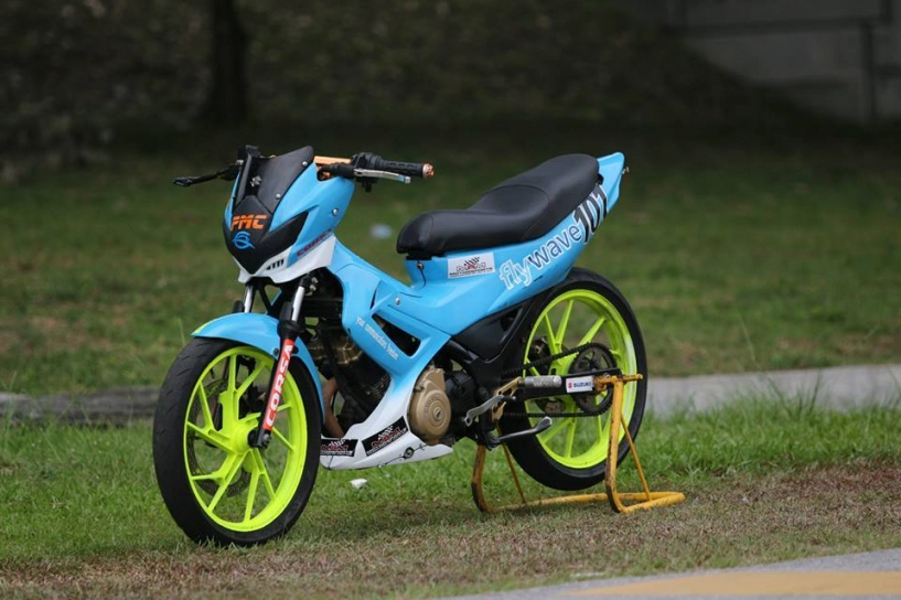 Suzuki satria độ kiểng màu xanh petronas đẹp lạ - 2