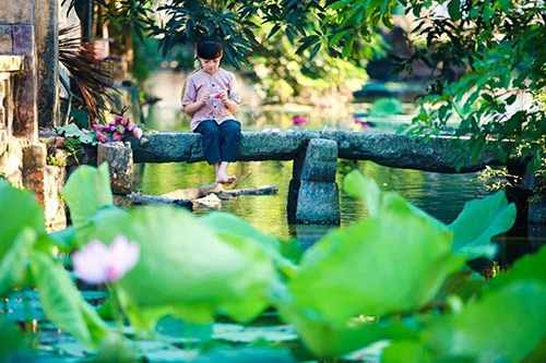 Vẻ đẹp trong trẻo của bé gái hà thành bên sen đầu mùa - 2
