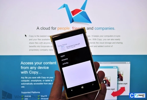 Copy - dịch vụ lưu trữ trực tuyến đã có mặt trên wp8
