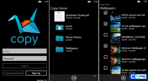 Copy - dịch vụ lưu trữ trực tuyến đã có mặt trên wp8