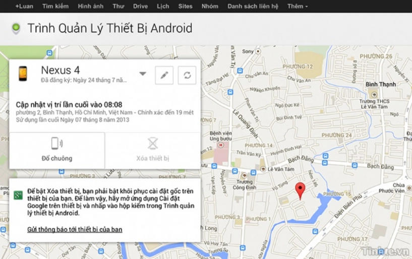 Đã có thể sử dụng android device manager công cụ tìm kiếm thiết bị android khi thất lạc