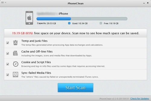 dọn dẹp iphone với phần mềm phoneclean