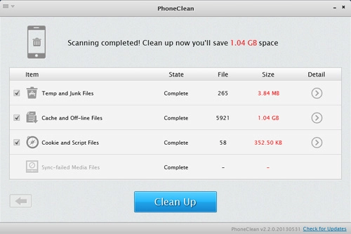 dọn dẹp iphone với phần mềm phoneclean