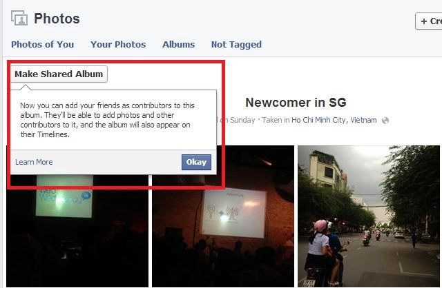 Facebook cập nhật tính năng shared photo album