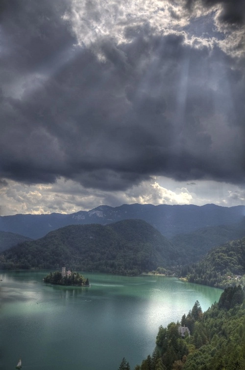 Hòn đảo nổi xinh đẹp giữa hồ ở slovenia