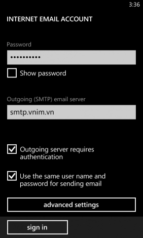 Hướng dẫn cài đặt email tên miền riêng trên windowsphone 8
