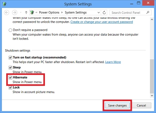 Khắc phục windows 8 không có tính năng hibernate
