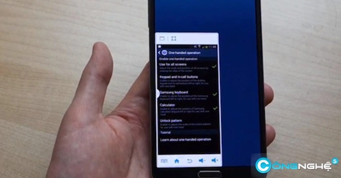 Màn hình thu nhỏ dành cho người có bàn tay bé trên galaxy note 3