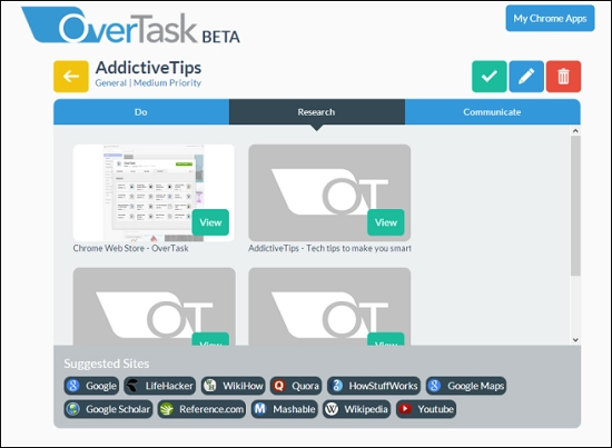 Overtask là một sự cách tân trong việc quản lý các tab cho chrome