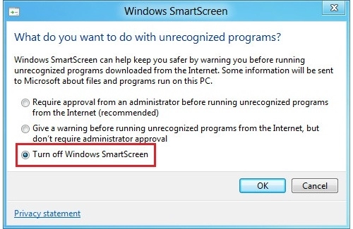 Smartscreen filter trên windows 8 vô hiệu cho đỡ phiền