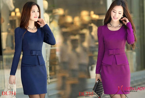 Thanh lịch đầm liền công sở vào đông