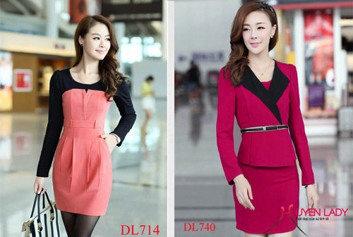 Thanh lịch đầm liền công sở vào đông