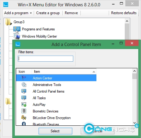 Thao tác trên windows 8 nhanh hơn với winx menu editor