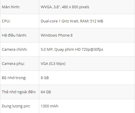 Thông tin về nokia lumia 620