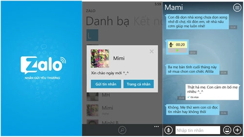 Ứng dụng nhắn tin nghegọi miễn phí trên windows phone