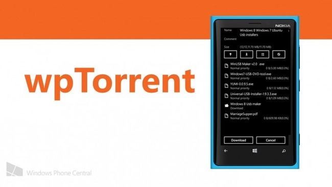 Wptorrent - ứng dụng tải torrent trên windows phone