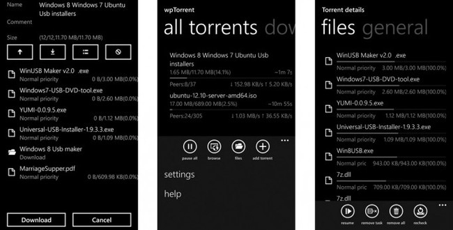 Wptorrent - ứng dụng tải torrent trên windows phone