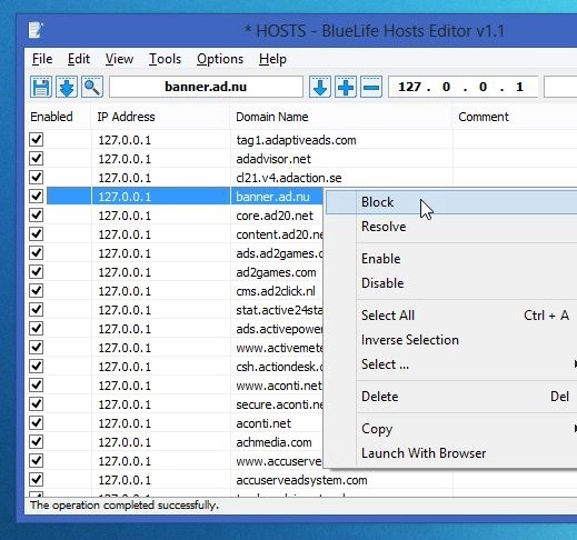 Chỉnh sửa file hosts dễ dàng với bluelife hosts editor