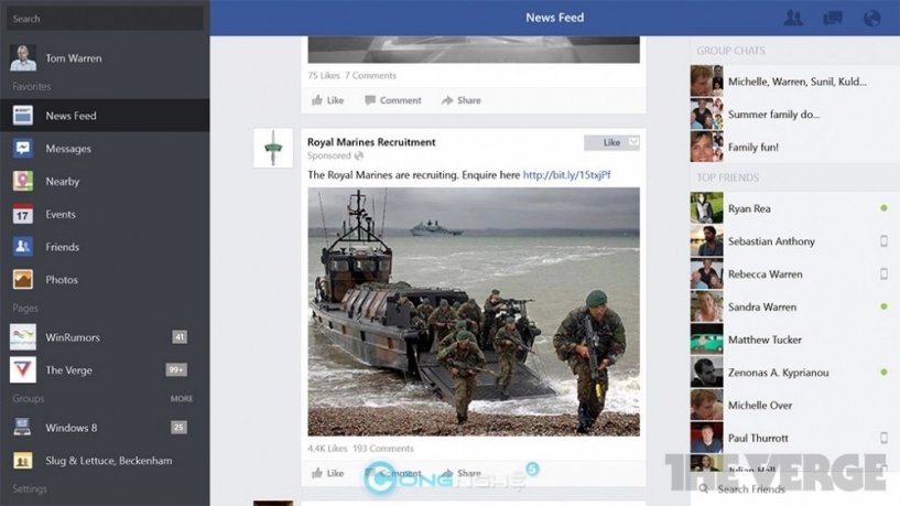 Facebook app chính thức ra mắt trên windows 81