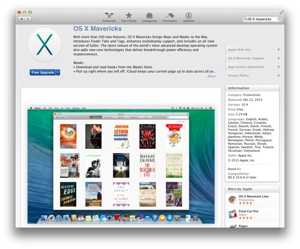 Phiên bản mac os x 109 mavericks đã hỗ trợ tiếng việt