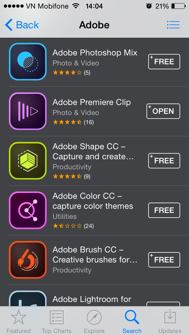 Bộ ứng dụng adobe đã sẵn sàng tải về sáng tạo ngay trên iphone