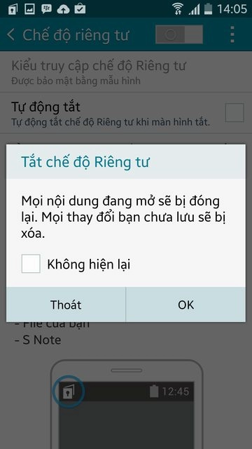 Cài đặt và sử dụng private mode trên note 4