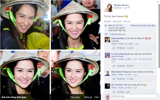 mỹ nhân đẹp nhất philippines đăng ảnh đội nón lá việt nam