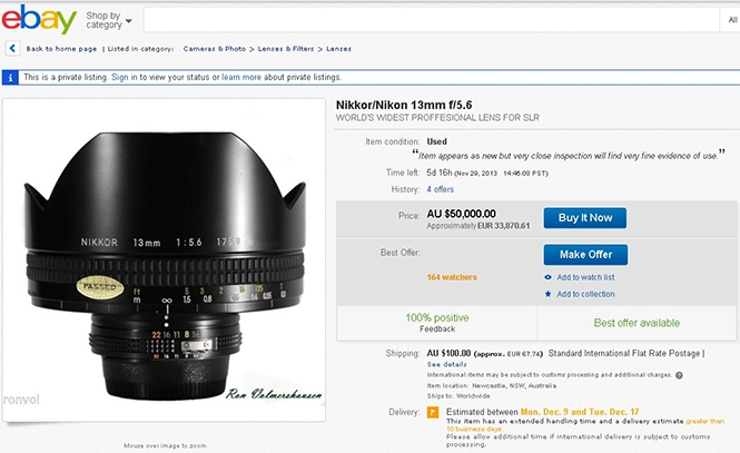 Ống kính nikon 13mm f56 holy grail cực hiếm đột ngột xuất hiện trên ebay