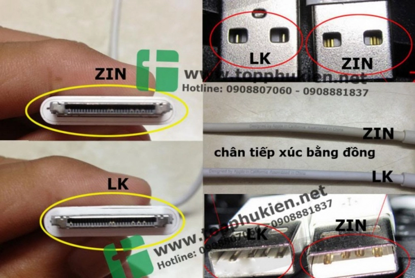 Phân biệt sạc cáp tai nghe iphone hàng zin máy và zin linh kiện