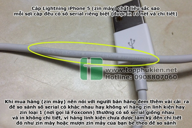 Phân biệt sạc cáp tai nghe iphone hàng zin máy và zin linh kiện