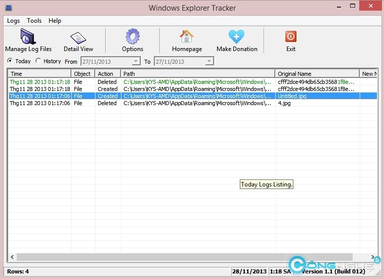 Quản lý truy cập file đơn giản với windows explorer tracker