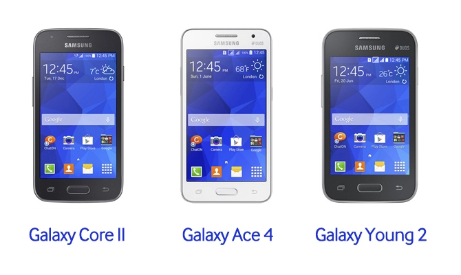 Samsung công bố giá bán của galaxy core ii ace 4 và young 2