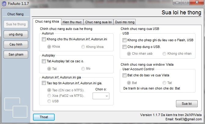 Sửa lỗi hệ thống khi bị nhiễm virus bằng fixauto