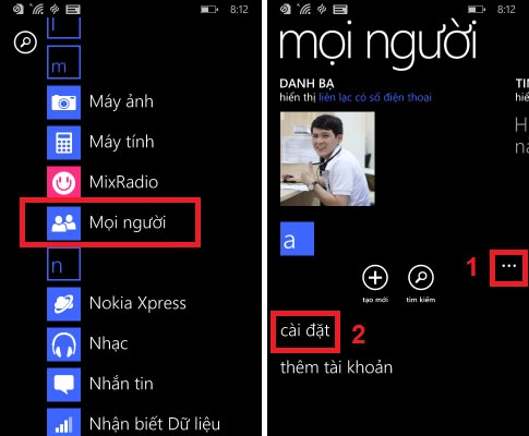 Tắt đồng bộ danh bạ facebook trên windows phone