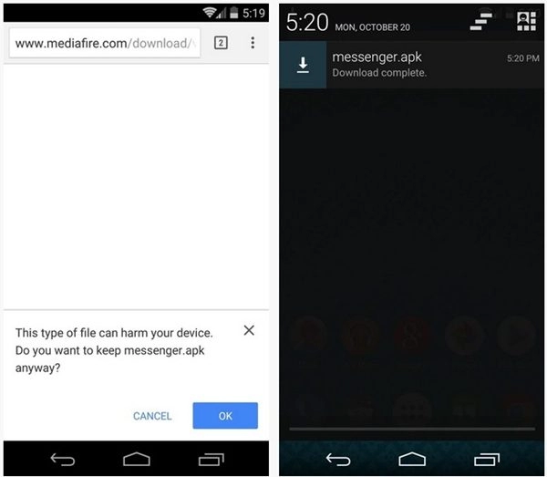 Trải nghiệm messenger của android 50 trên android 44 kitkat