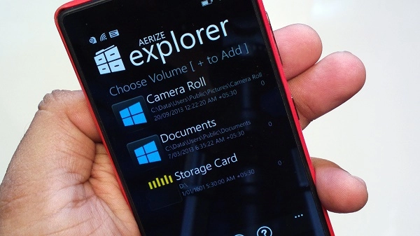 Aerize explorer - ứng dụng quản lý dữ liệu cho windows phone