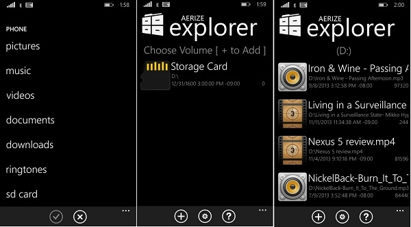 Aerize explorer - ứng dụng quản lý dữ liệu cho windows phone