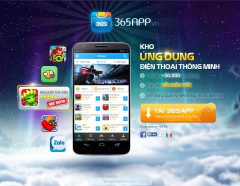 App365 tốc độ tải ứng dụng lên tới169 mbs