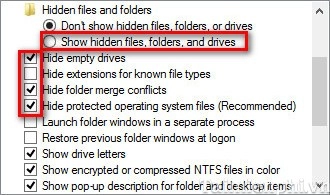 Cách hiện file ẩn trên windows 8