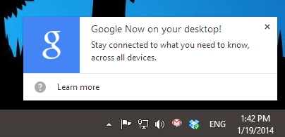 Cách kích hoạt google now trên desktop windows