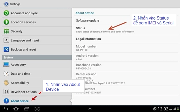 Cách kiểm tra imeiserial number của máy tính bảng