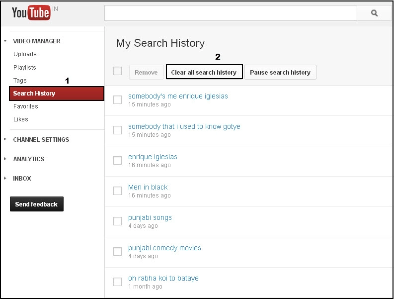 Cách xóa lịch sử tìm kiếm trên youtube