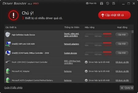 Cập nhật driver cho máy tính laptop với phần mềm driver booster