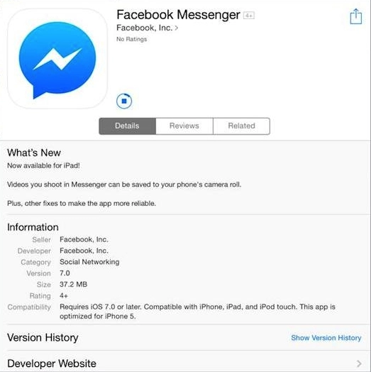 Facebook cập nhật messenger cho ios chính thức hỗ trợ ipad