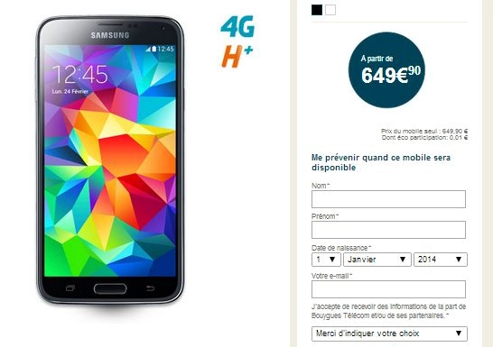 Galaxy s5 sẽ bán ở pháp với giá 187 triệu đồng