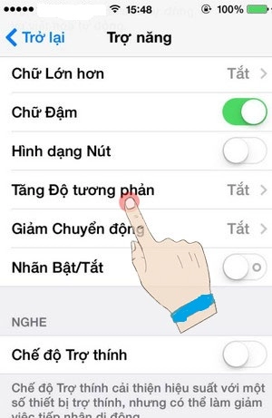 Giảm độ trong suốt và điểm trắng của ios 7 giúp dễ quan sát hơn