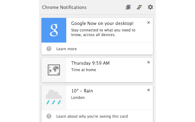 Google now chính thức ra mắt trên trình duyệt chrome máy tính