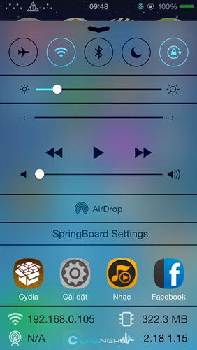 Hai ứng dụng giúp hiển thị thông tin hệ thống trên controlcenter ios7