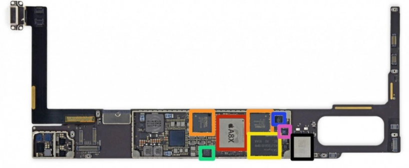 Ipad air 2 có kích thước pin nhỏ hơn linh kiện được sắp xếp lại